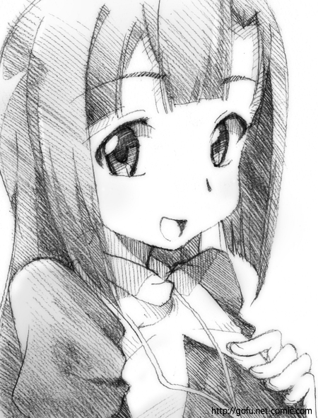gofu, zange, kannagi, traditional media, 00s, greyscale, monochrome, sketch, solo
