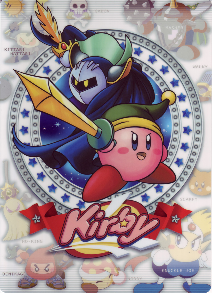 gabon (gabooo n), benikage, kirby, knuckle joe, meta knight, scarfy, walky, kirby (series), nintendo, official art, ball and chain (weapon), bomb, demon beast, explosive, ho-king, holding, holding shuriken, holding weapon, kittari-hattari, masher, no humans, noddy, shuriken, sword, weapon