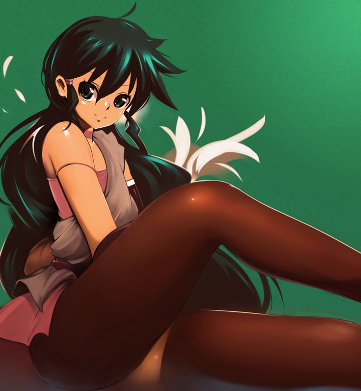 ichimatsu akebi, jasmine (deltora quest), deltora quest, 00s, 1girl, female focus, green eyes, green hair, long hair, pantyhose, solo