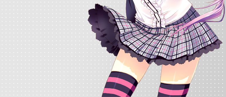 ryouka (suzuya), 1girl, female focus, plaid clothes, plaid skirt, pleated skirt, skirt, solo, striped clothes, striped thighhighs, thighhighs, zettai ryouiki