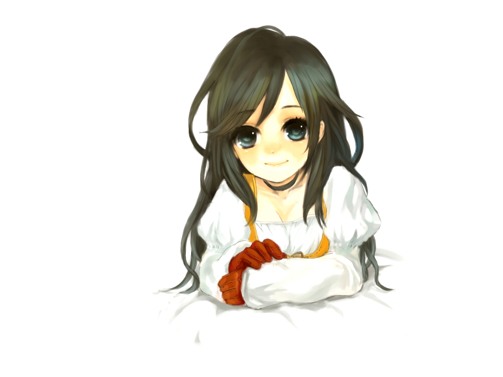 akiko (kanna), kanna (artist), garnet til alexandros xvii, final fantasy, final fantasy ix, bad id, bad pixiv id, 00s, 1girl, black hair, blue eyes, choker, female focus, gloves, smile, solo