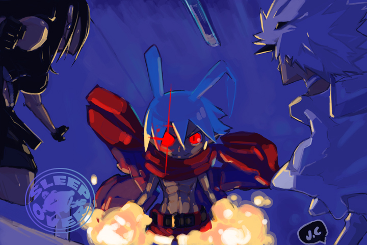 laharl, shiroi kumo, tifa lockhart, disgaea, final fantasy, final fantasy unlimited, final fantasy vii, final fantasy vii advent children, makai senki disgaea, makai senki disgaea 2, makai senki disgaea 3, nippon ichi, 00s, 1990s (style), 1girl, 2boys, black hair, blue hair, breasts, crossover, medium breasts, multiple boys, pointy ears, red eyes, scarf, shorts, wings