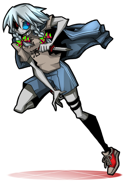 senmu (0107), izayoi sakuya, touhou, bad id, bad pixiv id, 1girl, alternate costume, braid, contemporary, female focus, full body, knife, running, shirt, shoes, sneakers, solo, t-shirt, throwing knife, twin braids, weapon
