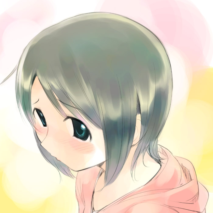 ikeda jun (mizutamari), original, 1girl, black hair, blue eyes, blush, female focus, solo