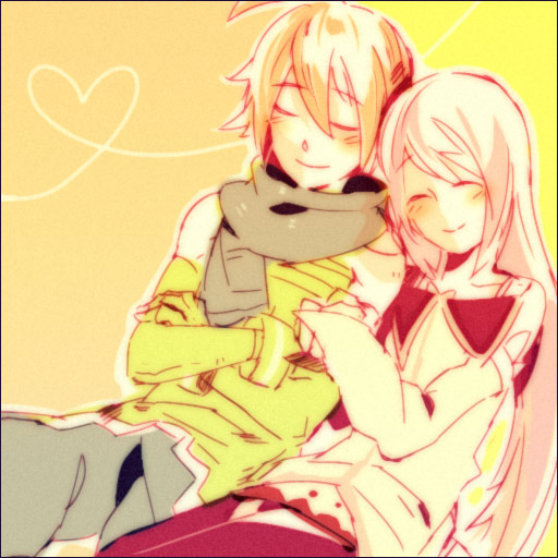 emil castagnier, marta lualdi, tales of (series), tales of symphonia, tales of symphonia: dawn of the new world, 00s, 1boy, 1girl, blonde hair, brown hair, couple, heart, heart of string, hetero, yellow background