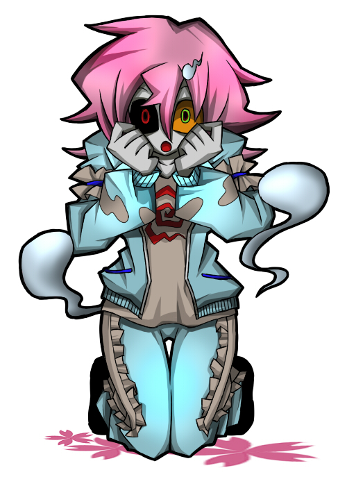 senmu (0107), saigyouji yuyuko, touhou, bad id, bad pixiv id, 1girl, alternate costume, contemporary, female focus, full body, ghost, simple background, solo, track suit