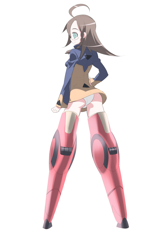 tensugi takashi, strike witches, world witches series, bad id, bad pixiv id, 00s, 1girl, ass, back, brown hair, female focus, long hair, looking back, panties, solo, striker unit, underwear