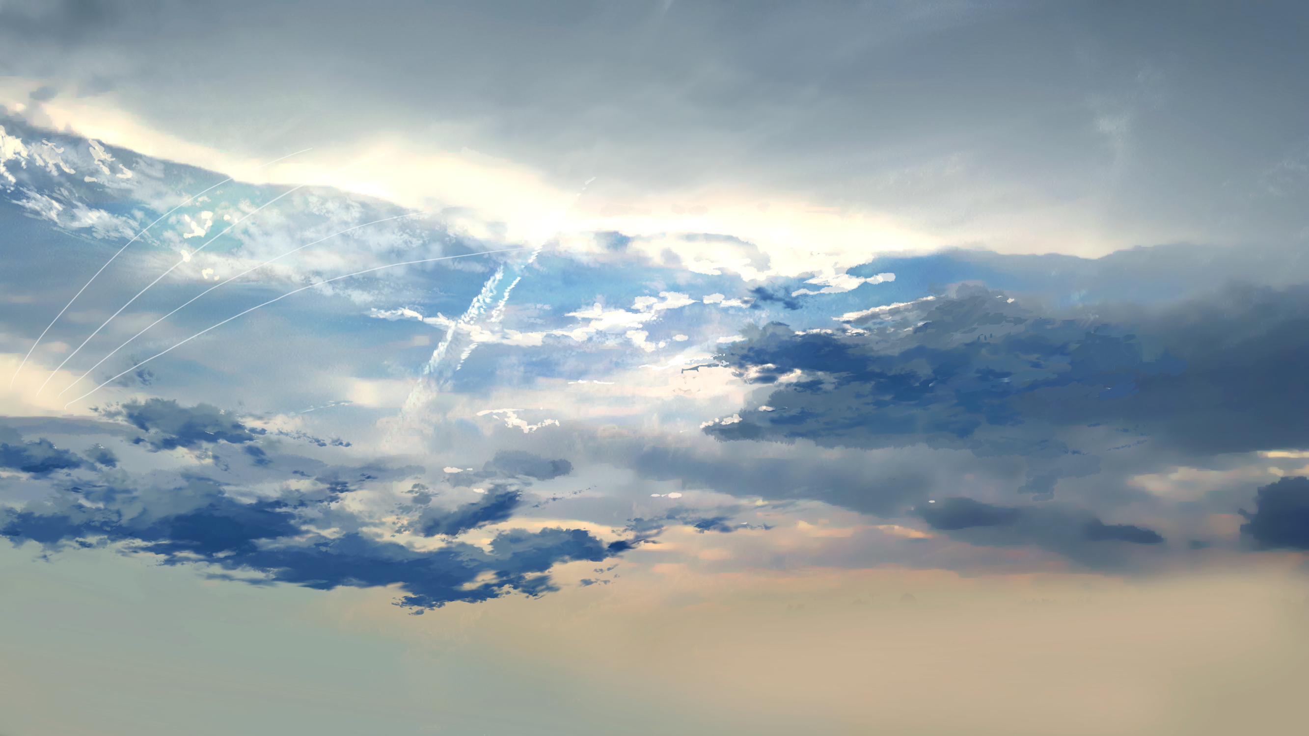 katou taira, bad id, bad pixiv id, highres, cloud, contrail, scenery, sky