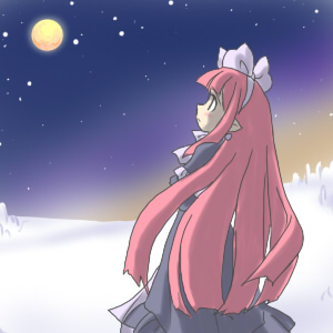 mage (disgaea), disgaea, makai senki disgaea, makai senki disgaea 2, makai senki disgaea 3, nippon ichi, lowres, 00s, demon girl, long hair, moon, night, pink hair, solo