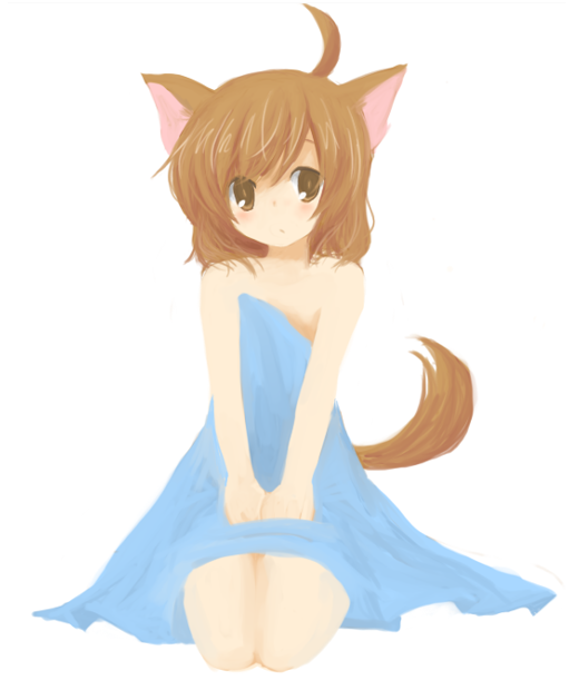 kodamari, original, bad id, bad pixiv id, ahoge, animal ears, cat ears, cat tail, solo, tail