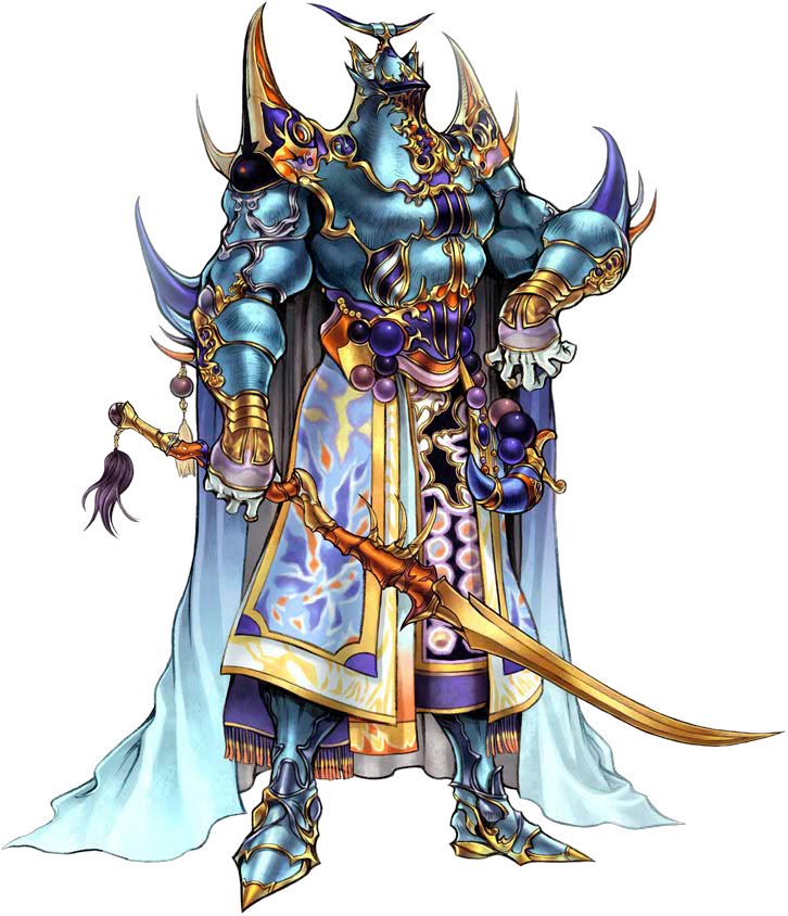 nomura tetsuya, exdeath, dissidia final fantasy, final fantasy, final fantasy v, official art, 1990s (style), 1boy, armor, armored boots, boots, breastplate, full armor, full body, gauntlets, helmet, holding, holding sword, holding weapon, looking at viewer, male focus, shoulder pads, solo, standing, sword, tabard, transparent background, vambraces, weapon