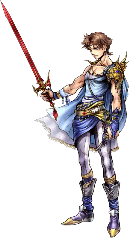 nomura tetsuya, bartz klauser, dissidia final fantasy, final fantasy, final fantasy v, official art, 1990s (style), 1boy, full body, holding, holding sword, holding weapon, male focus, retro artstyle, simple background, solo, standing, sword, transparent background, weapon, white background