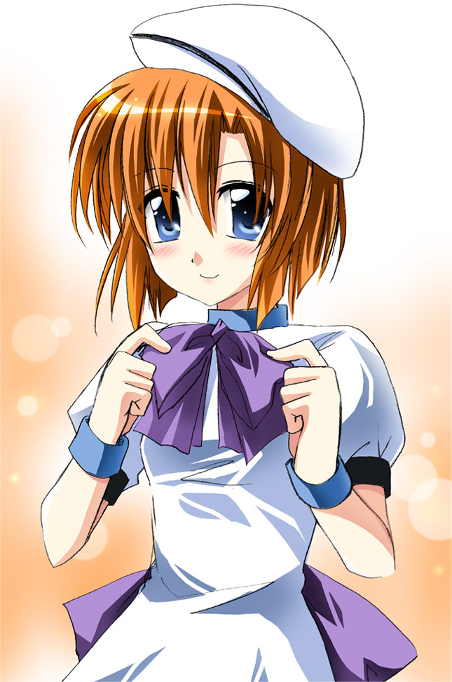 otoki raku, ryuuguu rena, higurashi no naku koro ni, 00s, blue eyes, hat, orange hair, short hair, solo