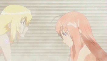 kyoushirou to towa no sora, animated, animated gif, lowres, 00s, 2girls, blush, kiss, multiple girls, nude, yuri
