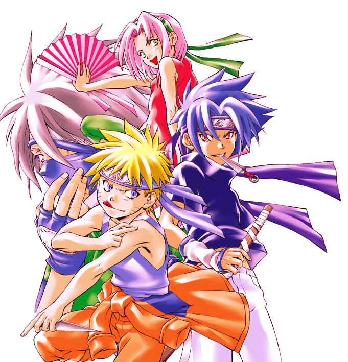 kurenai karasu, haruno sakura, hatake kakashi, uchiha sasuke, uzumaki naruto, naruto (classic), naruto (series), silver hair, 1girl, 3boys, bare shoulders, black hair, blonde hair, covered mouth, folding fan, green eyes, hand fan, headband, holding, looking at viewer, mask, mouth mask, multiple boys, ninja mask, pink hair, shirt, simple background, sleeveless, sleeveless shirt, spiked hair, tank top, white background