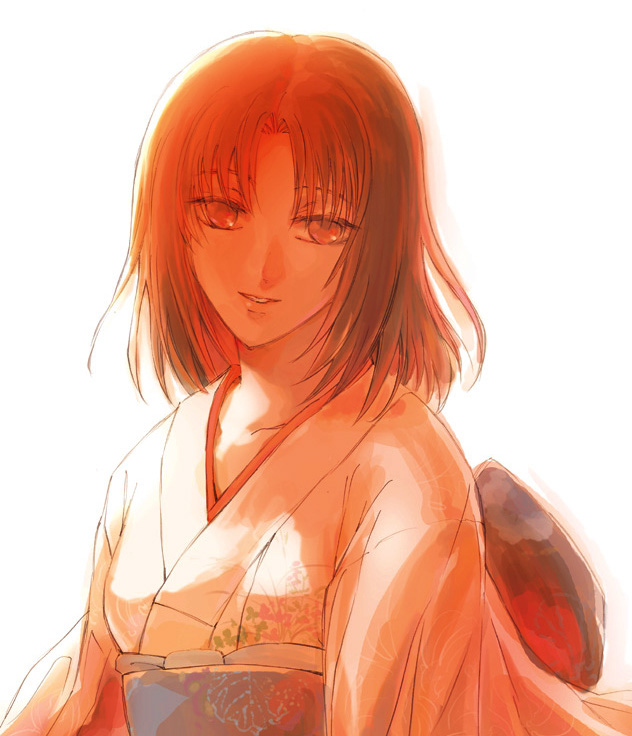 nichiru, ryougi shiki, kara no kyoukai, bad id, bad pixiv id, japanese clothes, kimono, smile, solo