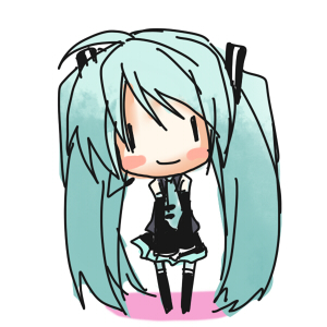 purinpurin, hatsune miku, vocaloid, bad id, bad pixiv id, lowres, aqua hair, chibi, detached sleeves, headset, long hair, necktie, skirt, smile, solo, thighhighs, twintails, very long hair, | |