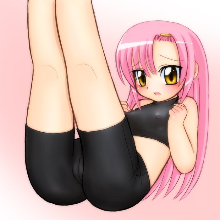 miyanii (myanie), katsura hinagiku, hayate no gotoku!, 00s, 1girl, bike shorts, breasts, cleft of venus, covered erect nipples, female focus, hairband, long hair, midriff, pink hair, small breasts, solo, sports bra, yellow eyes