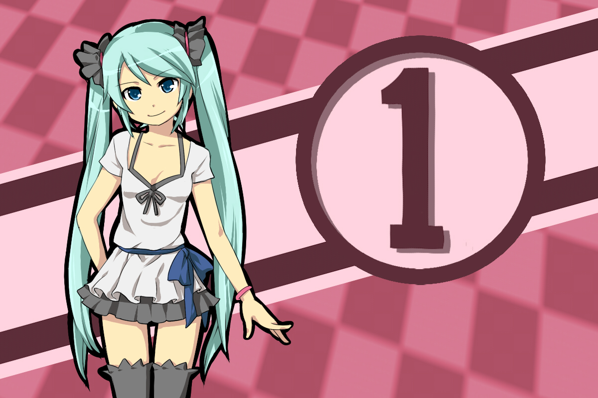 aisora, hatsune miku, vocaloid, world is mine (vocaloid), bad id, bad pixiv id, aqua hair, blue eyes, bracelet, dress, head tilt, jewelry, long hair, solo, thighhighs, twintails, very long hair
