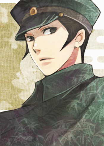 eiitoguchi uka, kuzunoha raidou, devil summoner (series), raidou kuzunoha vs the soulless army, lowres, 1boy, :o, hat, looking at viewer, male focus, military, military uniform, parted lips, peaked cap, solo