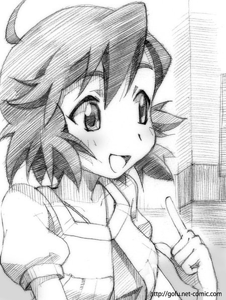 gofu, aoba tsugumi, kannagi, traditional media, 00s, greyscale, monochrome, sketch, smile, solo