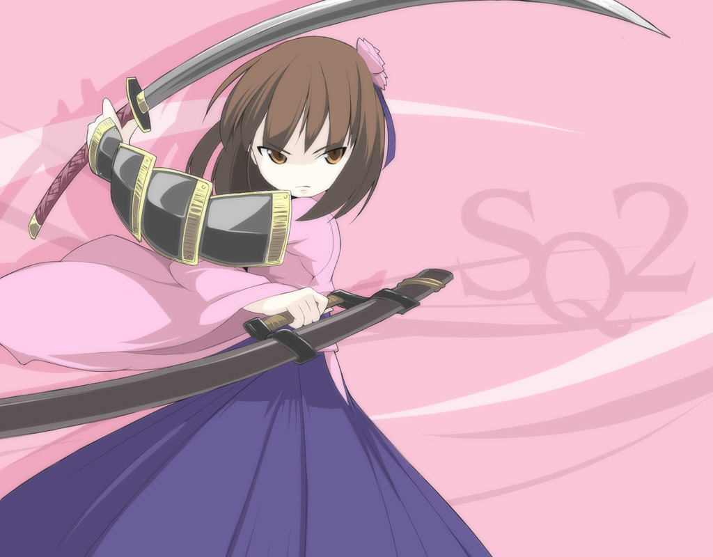 asakura masatoki, bushidou (sekaiju), bushidou 4 (sekaiju), atlus, etrian odyssey, brown hair, japanese clothes, katana, kimono, omone sakura masatoki, short hair, solo, sword, weapon