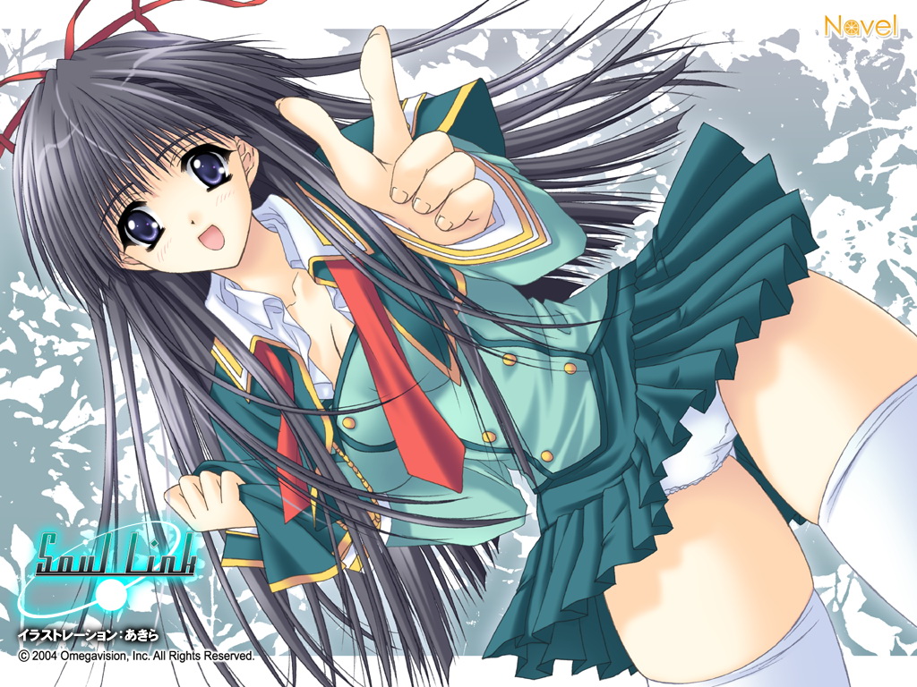 akira (usausa), nagase sayaka, soul link, non-web source, 00s, 1girl, black hair, blue eyes, female focus, long hair, lying, military, military uniform, panties, pantyshot, solo, thighhighs, underwear
