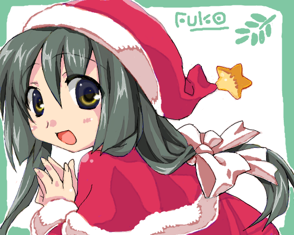 satomi yoshitaka, ibuki fuuko, clannad, bad id, bad pixiv id, 00s, capelet, christmas, santa costume, solo