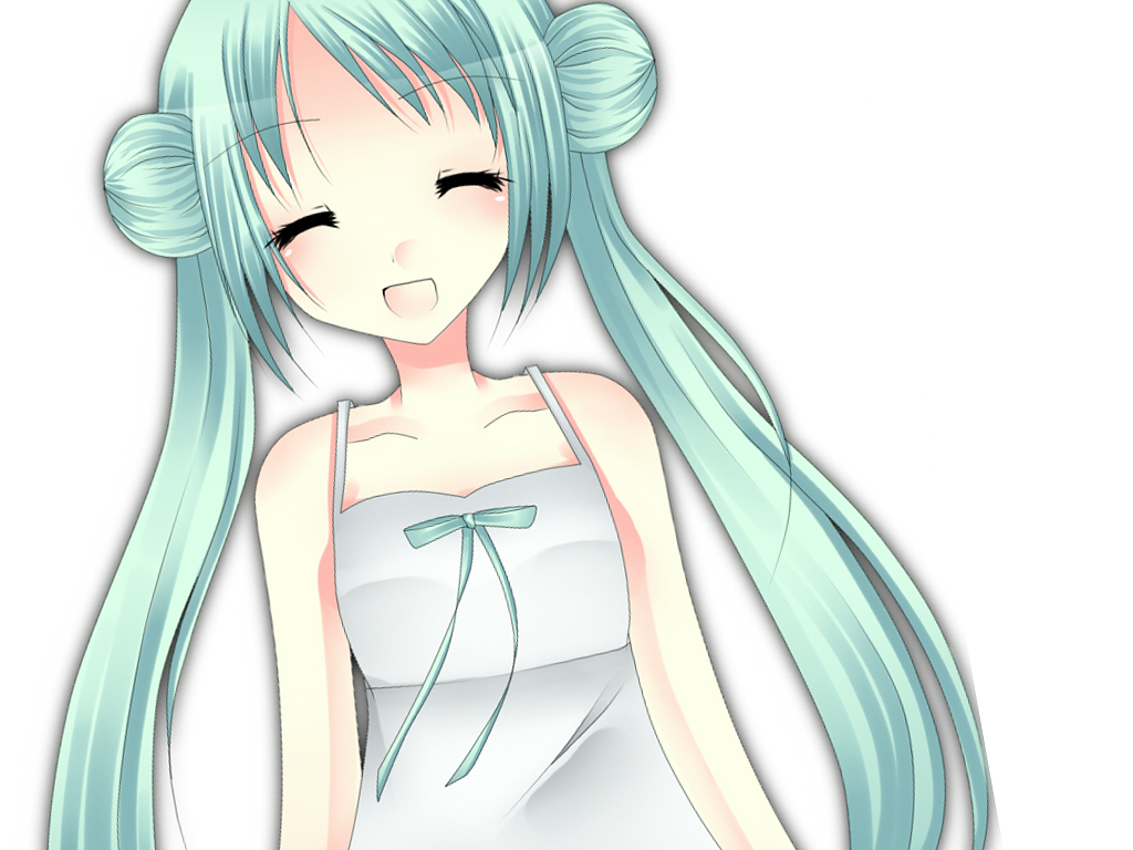 suzunoyamika, hatsune miku, vocaloid, bad id, bad pixiv id, 1girl, closed eyes, double bun, female focus, green hair, hair bun, long hair, smile, solo, twintails