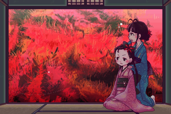 akizuki ritsuko, minase iori, idolmaster, idolmaster (classic), idolmaster 1, non-web source, 00s, glasses, japanese clothes, kimono, kneeling, sitting