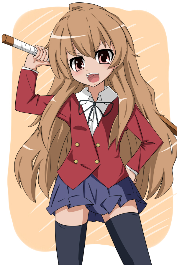 serano, shiratori serano, aisaka taiga, toradora!, bad id, bad pixiv id, 00s, bokken, solo, sword, thighhighs, weapon, wooden sword