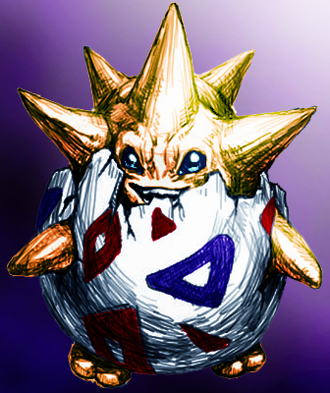 g.river, togepi, nintendo, pokemon, colorized, lowres, creepy, egg, gen 2 pokemon, horror (theme), no humans, pokemon (creature), realistic, solo, spikes, what