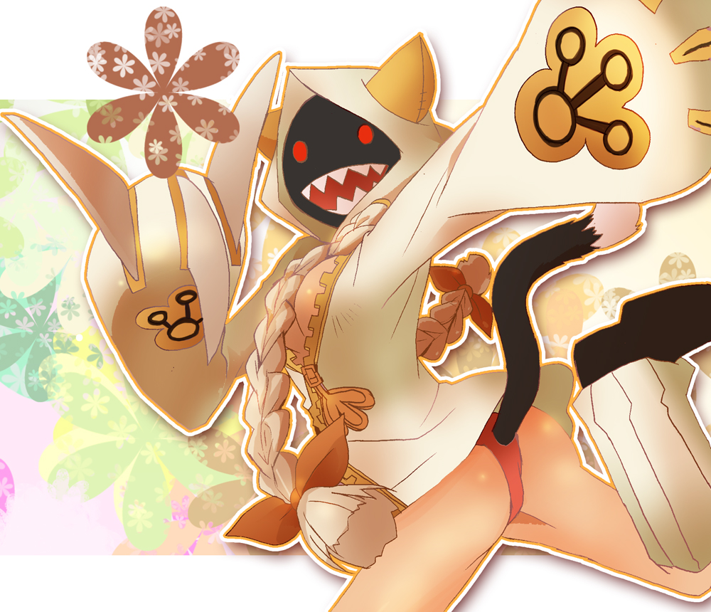 inaho178, taokaka, arc system works, blazblue, bad id, bad pixiv id, animal ears, animal hood, ass, braid, cat ears, cat hood, cat tail, hood, hoodie, panties, red panties, solo, tail, underwear