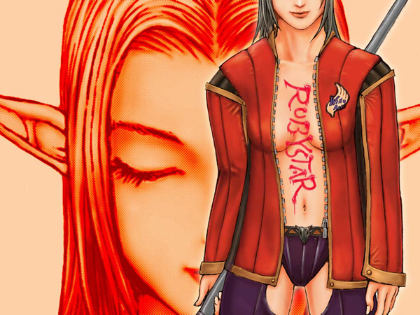creampuf, elvaan, final fantasy, final fantasy xi, bad id, bad pixiv id, 00s, body writing, closed eyes, coat, elf, grey hair, open clothes, open coat, pointy ears