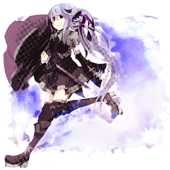 148, hatsune miku, vocaloid, platform footwear, bad id, bad pixiv id, blue hair, detached sleeves, dress, long hair, solo, thighhighs, umbrella