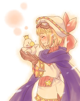 tsuyuka (sunny spot), cornet espoir, marl kingdom, nippon ichi, puppet princess (marl kingdom), rhapsody, lowres, 1girl, blonde hair, brown pantyhose, female focus, hat, pantyhose, short hair, solo