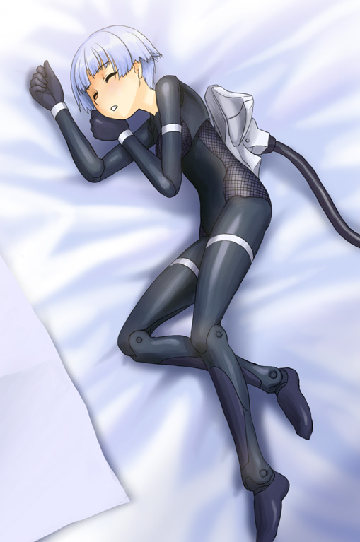 fubuki (busou shinki), busou shinki, 10s, doll joints, joints, lying, short hair, sleeping, solo