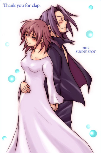 tsuyuka (sunny spot), laharl's mother, mid-boss, mid-boss (disgaea), mid boss, disgaea, makai senki disgaea, makai senki disgaea 2, makai senki disgaea 3, nippon ichi, 00s, brown hair, demon, demon boy, holding hands, short hair, smile, webclap