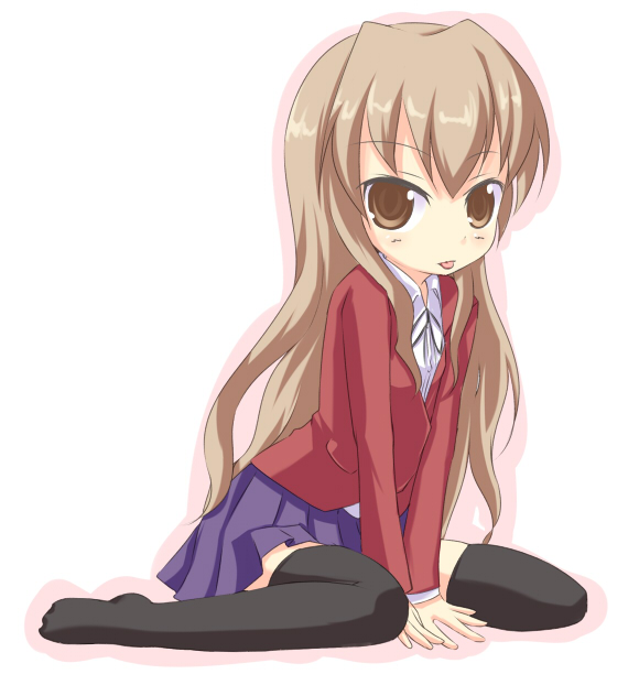kuro (be ok), aisaka taiga, toradora!, 00s, 1girl, :p, female focus, skirt, solo, thighhighs, tongue, tongue out