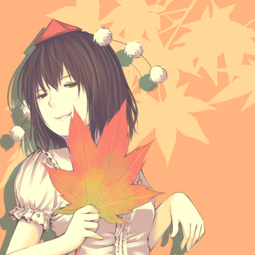 ayasaka, ayasaka (pixiv35137), shameimaru aya, touhou, bad id, bad pixiv id, 1girl, black hair, female focus, hand fan, hat, hauchiwa, leaf, looking at viewer, red eyes, short hair, smirk, solo, tokin hat