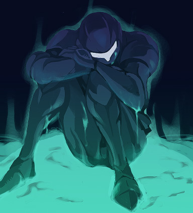 kmitty, dark samus, metroid, metroid prime 2: echoes, nintendo, lowres, 1girl, armor, female focus, helmet, lonely, solo