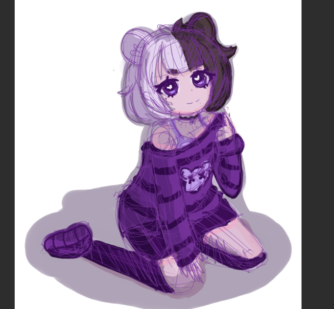 hammyhamstrudel, hammy hamstrudel, indie virtual youtuber, 2024, black socks, heart, heart-shaped pupils, kneeling, purple shirt, purple shoes, shirt, shoes, socks, symbol-shaped pupils, white background