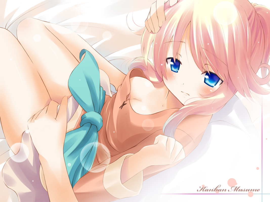 komone ushio, esia mariveninne (komone ushio), original, 1girl, blue eyes, breasts, cleavage, female focus, from above, legs, pink hair, sitting, skirt, solo, solo focus