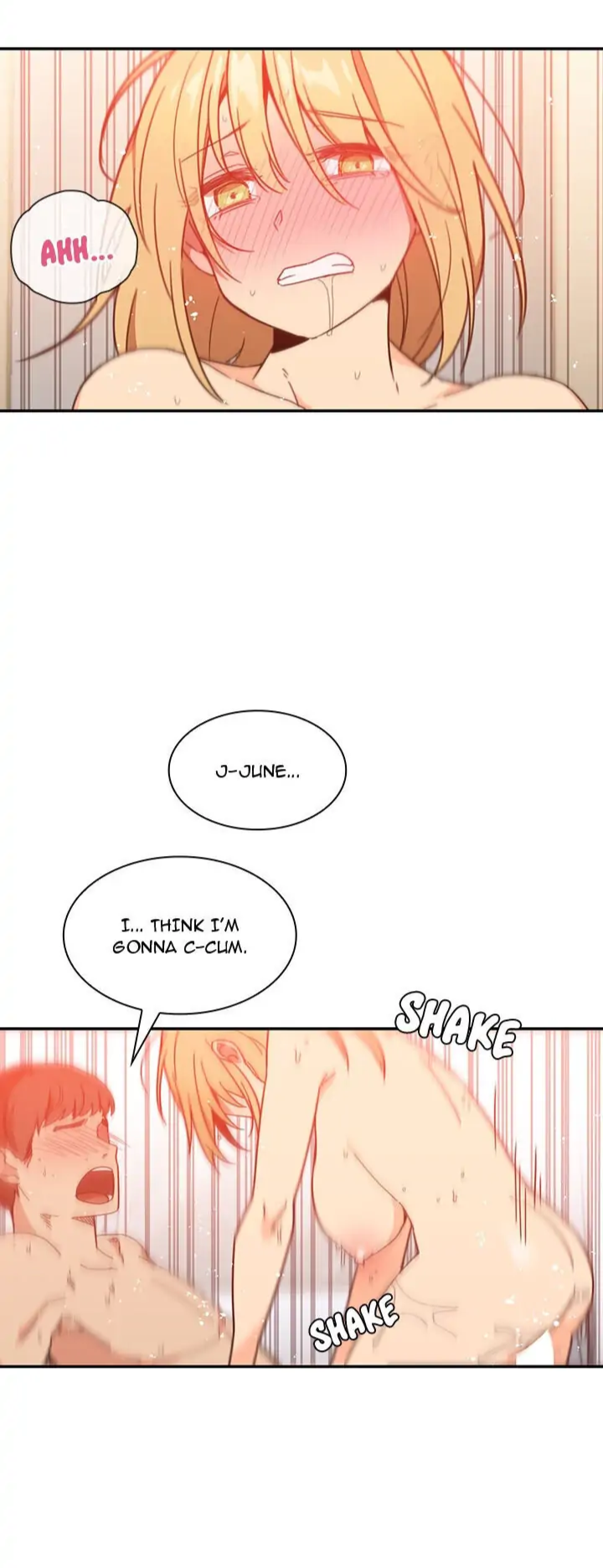 pornhwa, webtoon, artist request, character request, colorized, cropped, highres, long image, official art, translated, 1boy, 1girl, animal print, bare back, bare shoulders, blonde hair, blush, bouncing breasts, breasts, brown hair, censored, cheating (relationship), collarbone, cow print, drooling, english text, from side, green eyes, large breasts, medium hair, nipples, nude, open mouth, penis, pussy juice, rough sex, saliva, saliva trail, sex, short hair, speech bubble, sweat, sweatdrop, teeth
