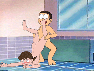 minamoto shizuka, nobi nobita, doraemon, animated, animated gif, lowres, 1boy, 1girl, after bathing, barefoot, bath, blush, closed eyes, feet, frottage, glasses, hetero, indoors, loli, mixed-sex bathing, nude, open mouth, rubbing, shared bathing, short hair, short twintails, shota, smile, toes, twintails, uncensored