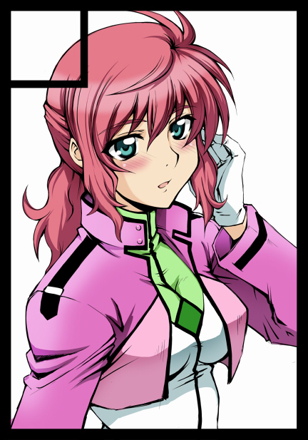 mutsuki ginji, feldt grace, gundam, gundam 00, 00s, blush, pink hair, solo