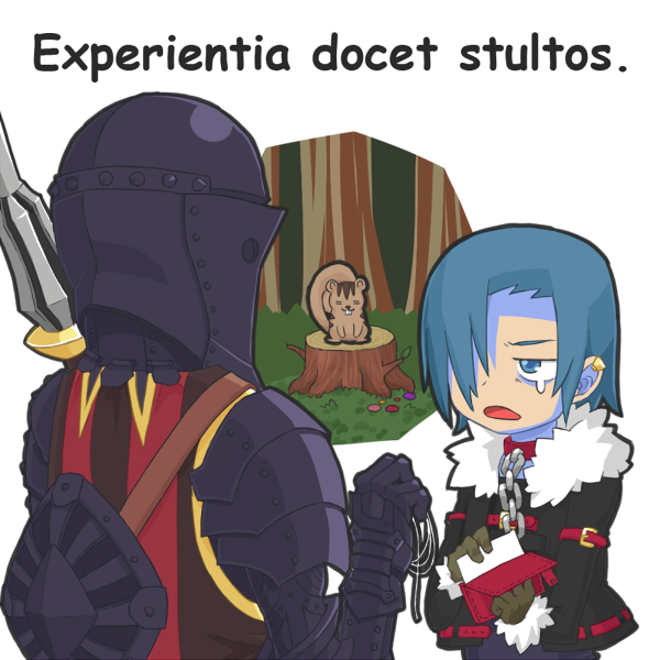 tenjin, dark hunter, dark hunter (sekaiju), dark hunter 1, atlus, etrian odyssey, translated, 2boys, latin text, multiple boys, squirrel