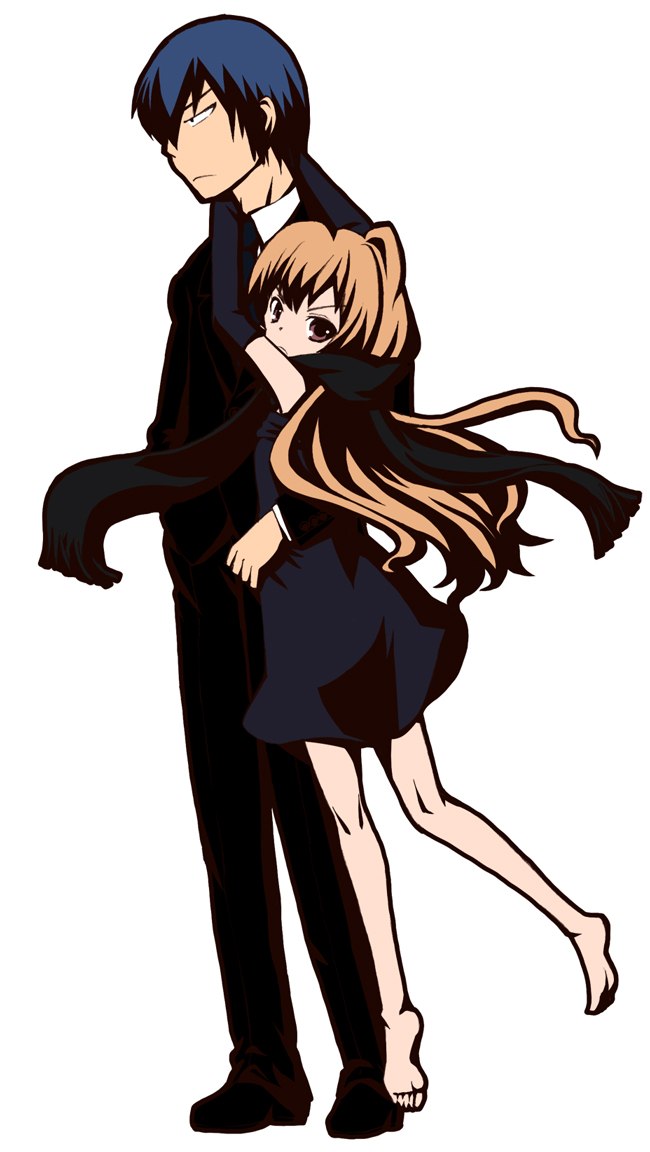 sakaki soshi, aisaka taiga, takasu ryuuji, toradora!, bad id, bad pixiv id, 00s, barefoot, elbow gloves, feet, formal clothes, gloves, scarf