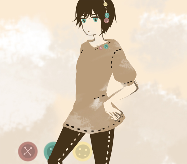 og, original, bad id, bad pixiv id, 1girl, buttons, female focus, short hair, solo