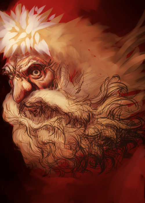 kansou samehada, santa claus, bad id, bad pixiv id, beard, christmas, facial hair, male focus, manly, solo